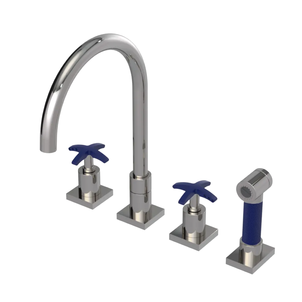 Rubinet Widespread Kitchen Set with Hand Spray Polished Nickel