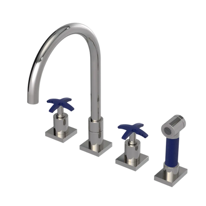 Rubinet Widespread Kitchen Set with Hand Spray Polished Nickel