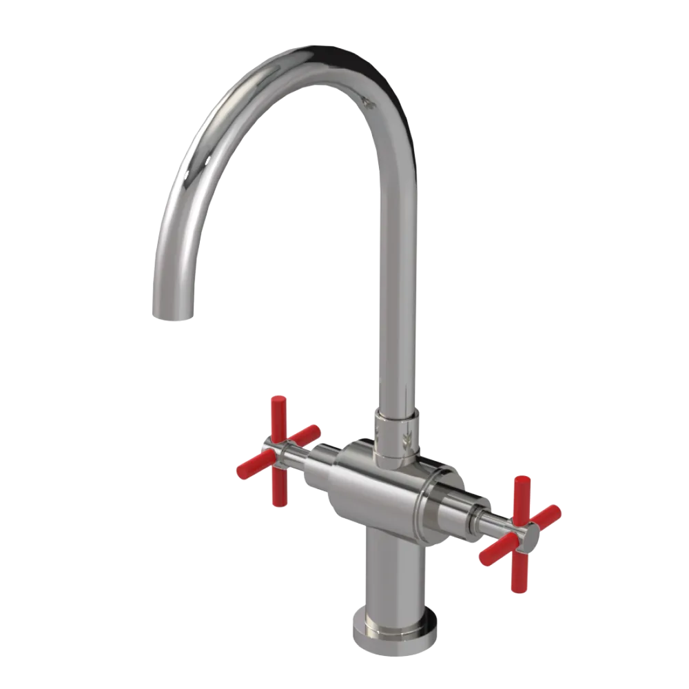 Rubinet Two Handle Single Hole Kitchen Set with LaSalle Spout Polished Nickel