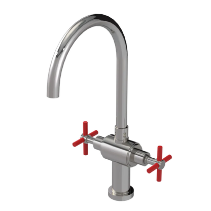 Rubinet Two Handle Single Hole Kitchen Set with LaSalle Spout Polished Nickel