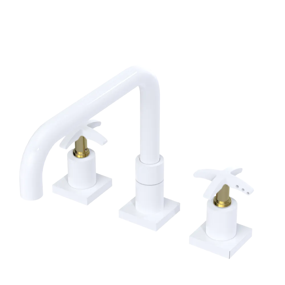 Rubinet Widespread Kitchen Set with Genesis Spout White