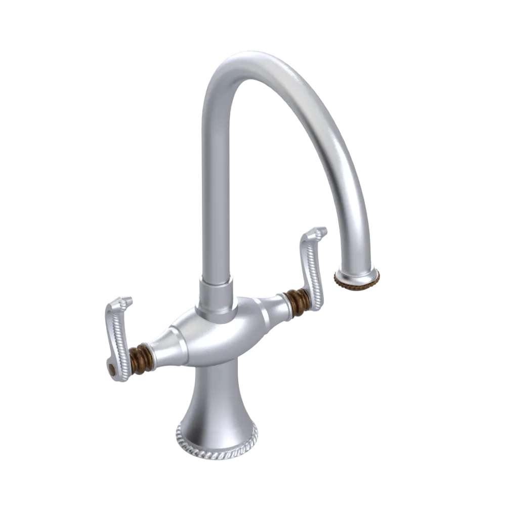 Rubinet Two Handle Single Hole Kitchen Set Satin Chrome