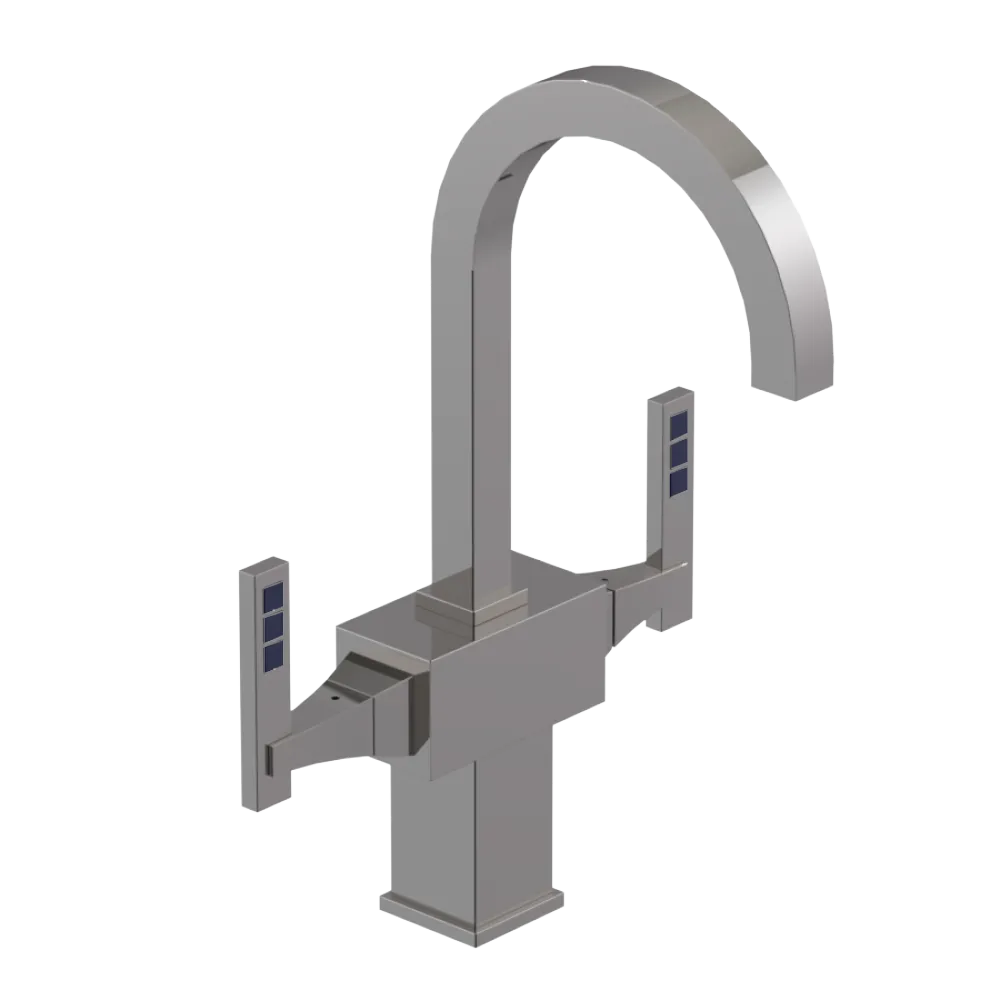 Rubinet Single Hole Dual Handle Lav. Set. (less drain) Polished Nickel