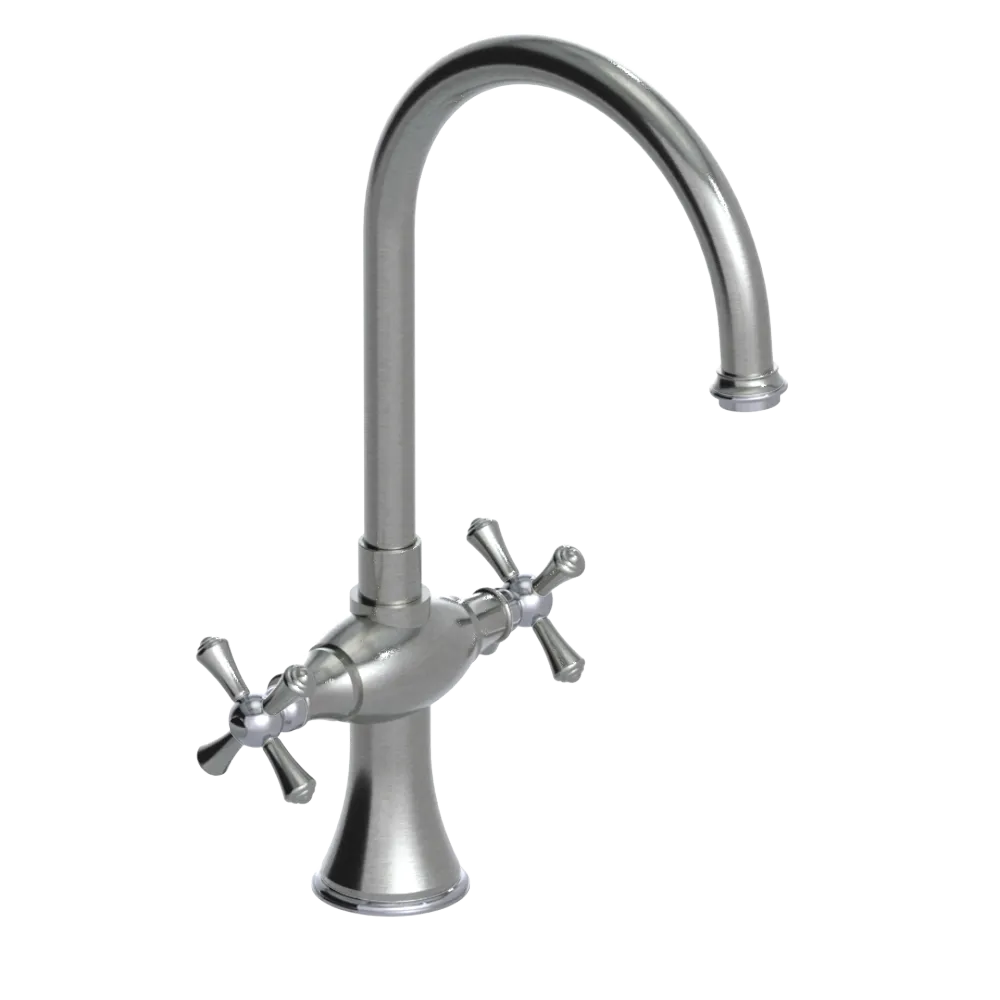 Rubinet Two Handle Single Hole Kitchen Set Satin Nickel