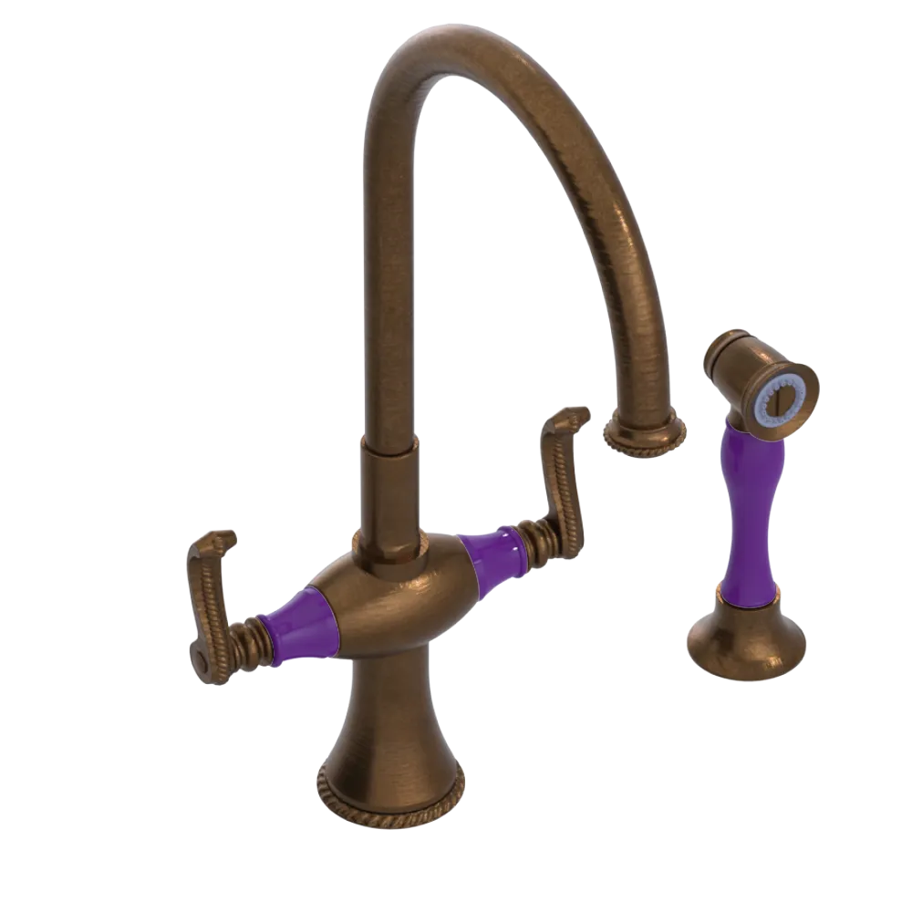 Rubinet Two Handle Single Hole Kitchen Set with Hand Spray Oil Rubbed Bronze