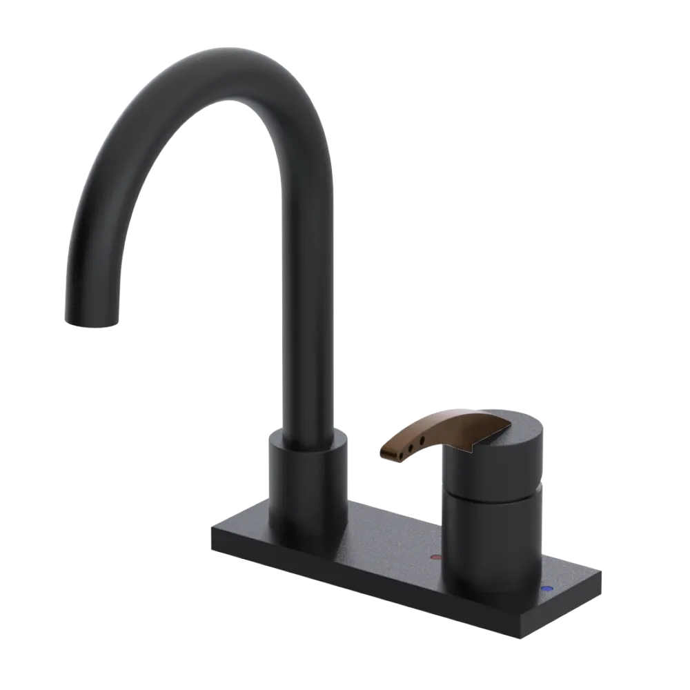 Rubinet 4" Centre Single Control Lav. Set. (less drain) Matt Black
