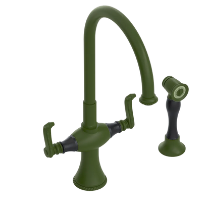 Rubinet Two Handle Single Hole Kitchen Set with Hand Spray Green Envy