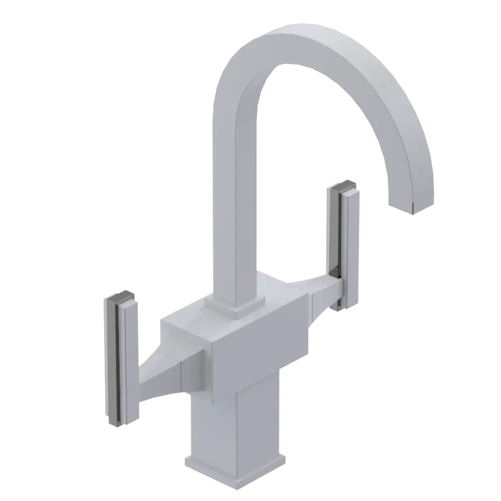 Rubinet Single Hole Dual Handle Lav. Set. (less drain) White