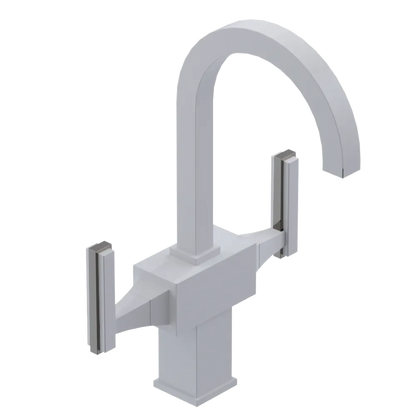 Rubinet Single Hole Dual Handle Lav. Set. (less drain) White