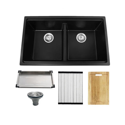 32" X 19" Granite Kitchen Sink-Double Bowls - Golzar Home