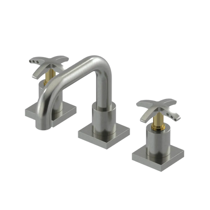 Rubinet Widespread Lav. Set. with Genesis spout (less drain) Satin Nickel