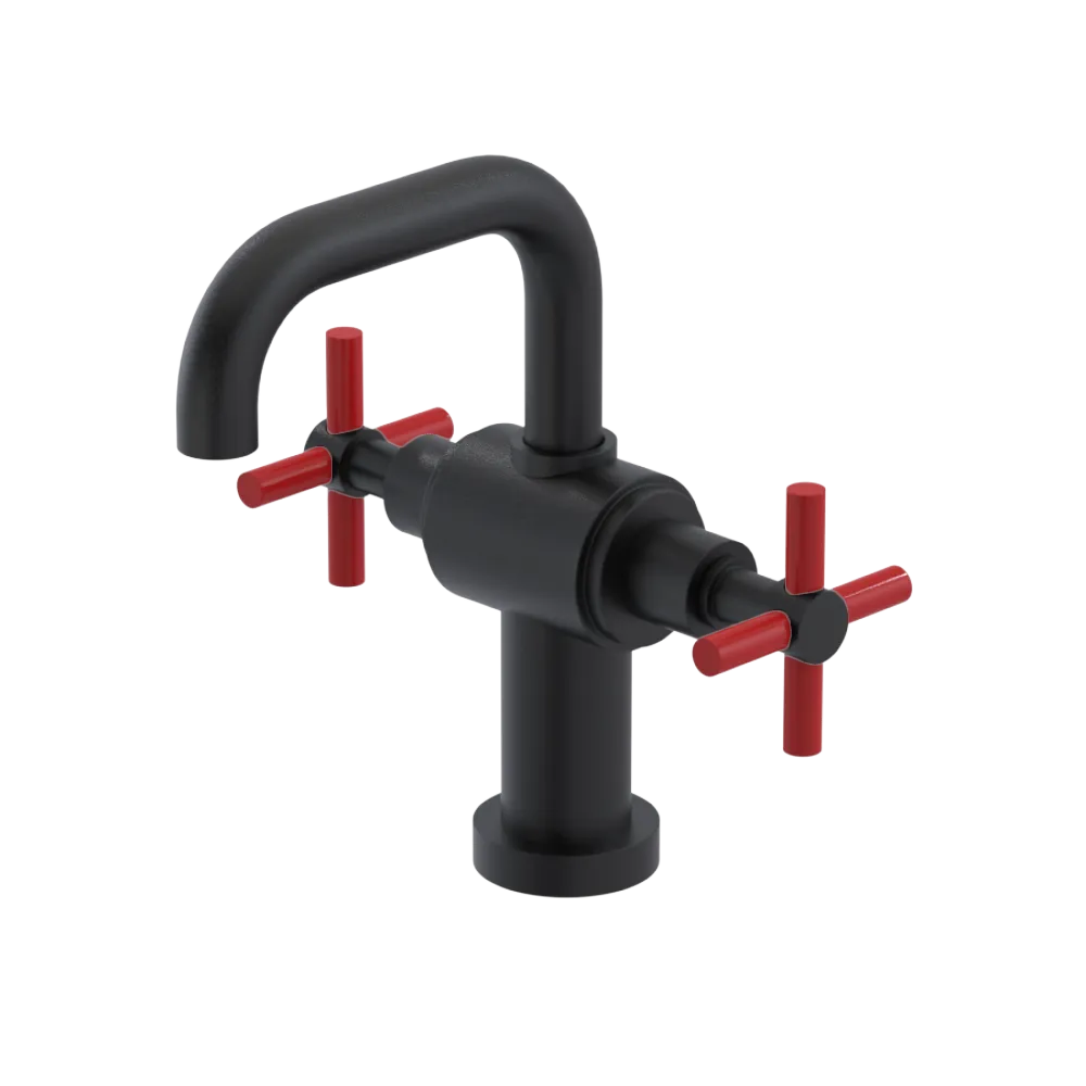 Rubinet Single Hole Dual Handle Lav. Set. (less drain) Matt Black