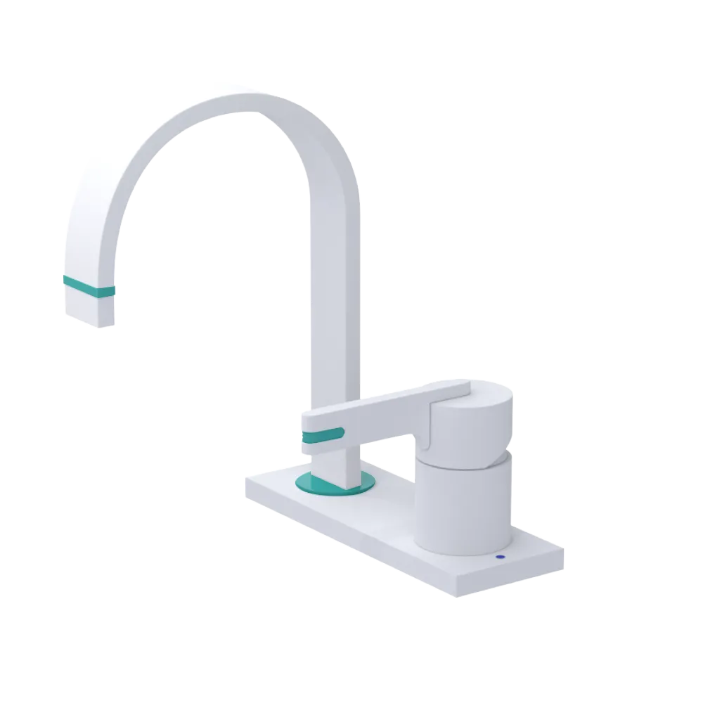 Rubinet 4" Centre Single Control Lav. Set (less drain) Matt White