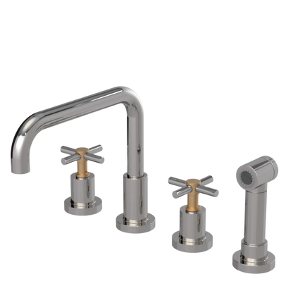Rubinet Widespread Kitchen Set with Hand Spray Polished Nickel
