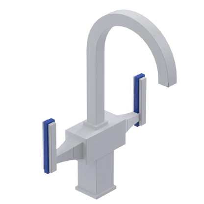 Rubinet Single Hole Dual Handle Lav. Set. (less drain) White