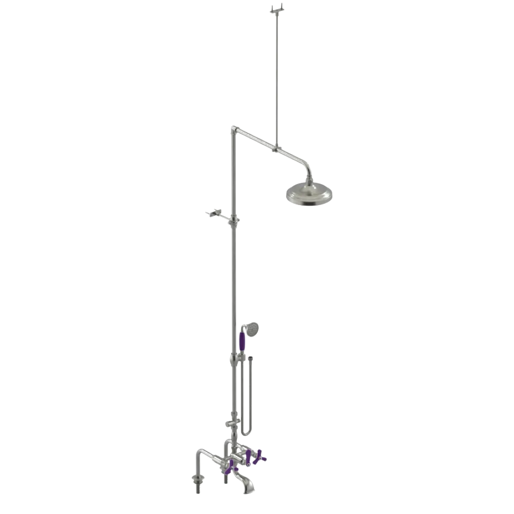 Rubinet Deck Mount Tub & Shower with Hand Held Shower Satin Nickel