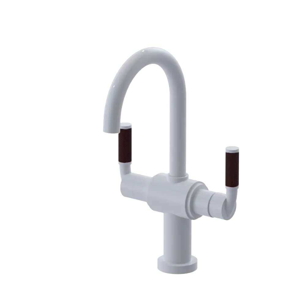 Rubinet Single Hole Dual Handle Lav. Set. (less drain) White