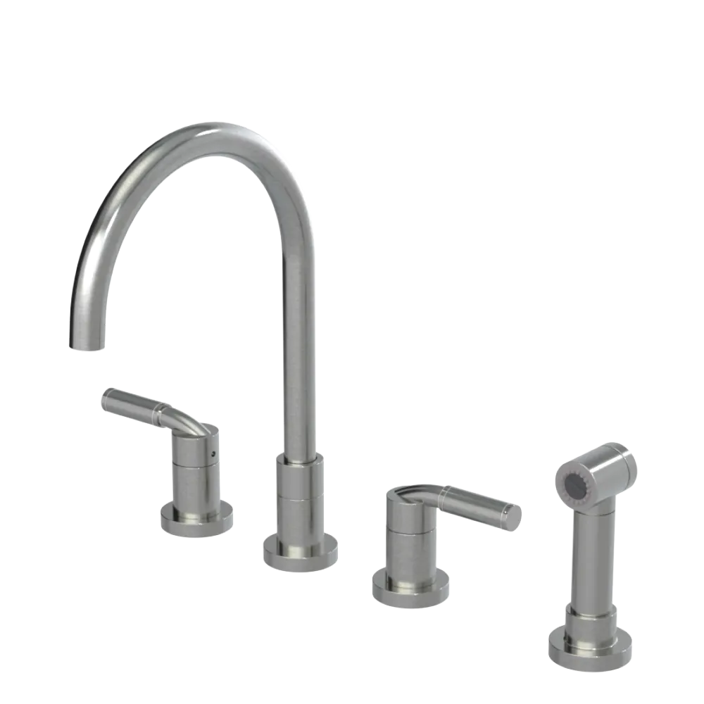 Rubinet Widespread Kitchen Set with Hand Spray Satin Nickel