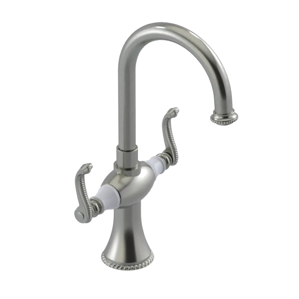 Rubinet Single Hole Dual Handle Lav. Set. (less drain) Satin Nickel