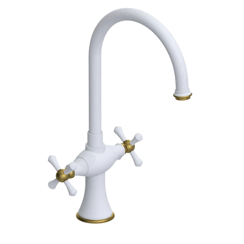 Rubinet Two Handle Single Hole Kitchen Set Matt White