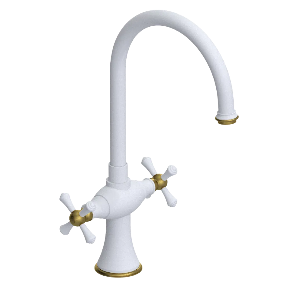 Rubinet Two Handle Single Hole Kitchen Set Matt White