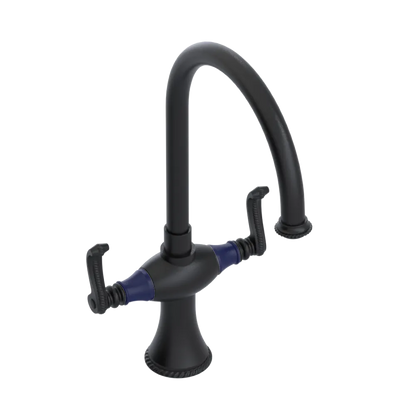 Rubinet Two Handle Single Hole Kitchen Set Matt Black