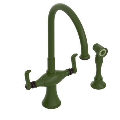 Rubinet Two Handle Single Hole Kitchen Set with Hand Spray Green Envy