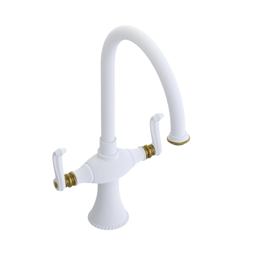 Rubinet Two Handle Single Hole Kitchen Set Matt White