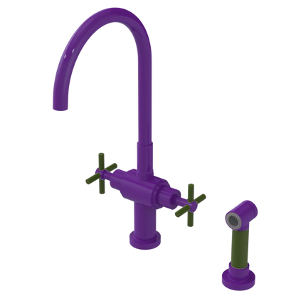 Rubinet Two Handle Single Hole Kitchen Set with LaSalle Spout with Hand Spray Purple Haze