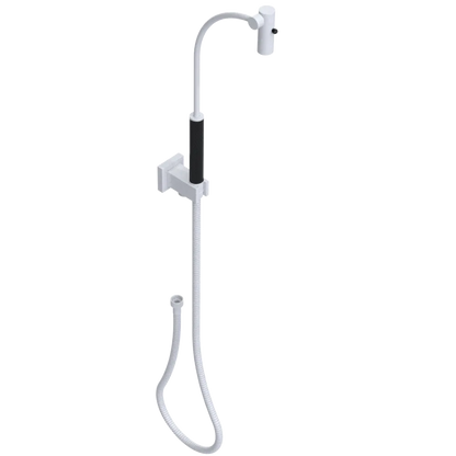 Rubinet Hand Held Shower Bidet with Extended Reach & Dual Function Spray Including Wall Bracket with Supply & Hose (Square) White