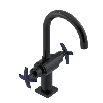 Rubinet Single Hole Dual Handle Lav. Set. (less drain) Black