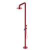 Rubinet Pressure Balance Outdoor Shower with Hand Held Shower & 10" Shower Head - 304 Stainless Steel Red