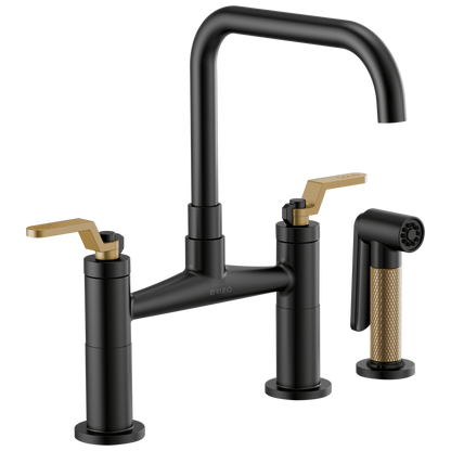 Brizo Bridge Faucet With Square Spout And Industrial Handle