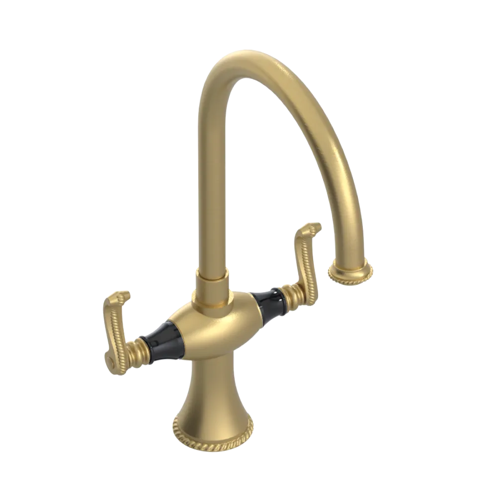 Rubinet Two Handle Single Hole Kitchen Set Satin Brass