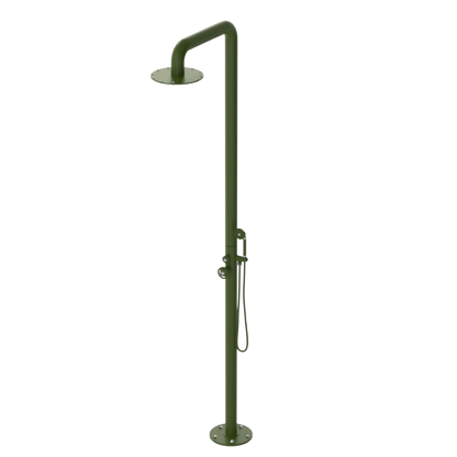 Rubinet Pressure Balance Outdoor Shower with Hand Held Shower & 10" Shower Head - 304 Stainless Steel Green Envy