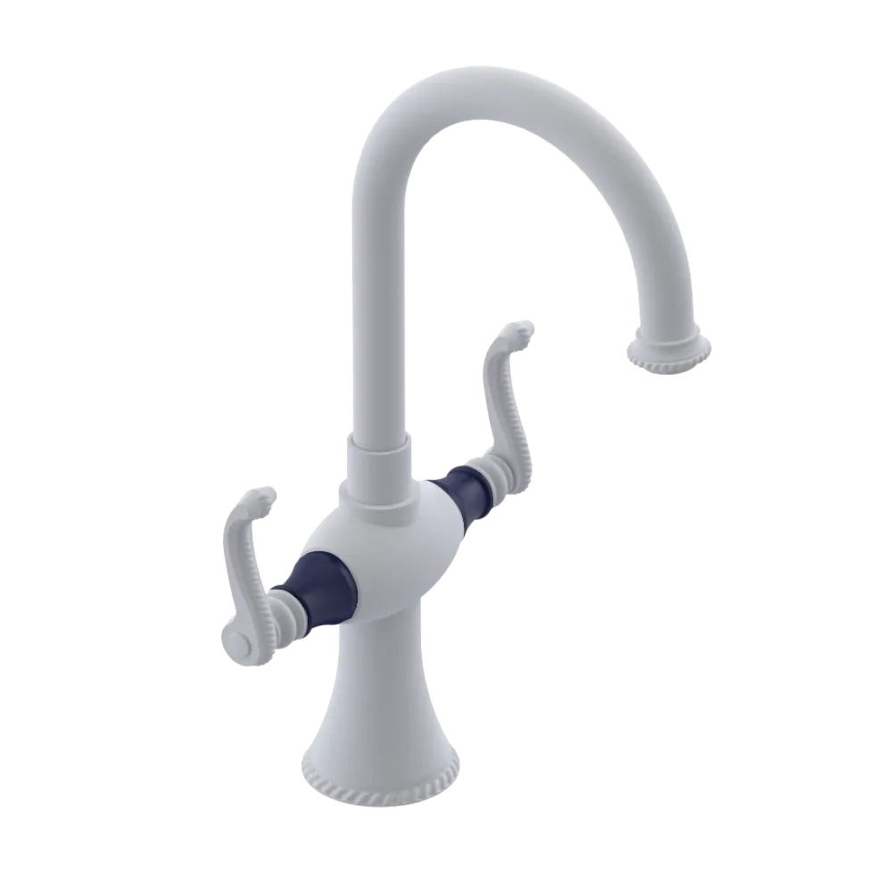 Rubinet Single Hole Dual Handle Lav. Set. (less drain) Matt White