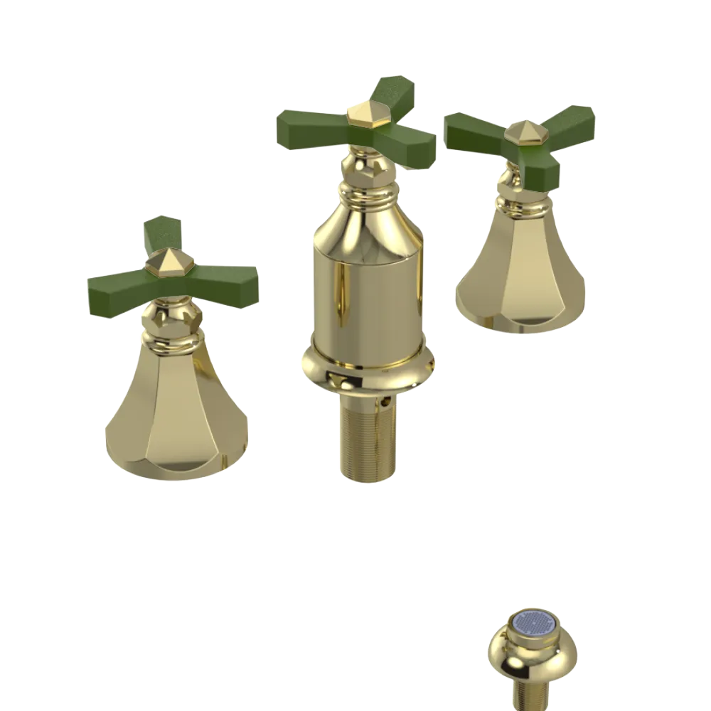 Rubinet Bidet Fitting with Spray, Diverter, and Vacum Breaker (Less Drain) Gold