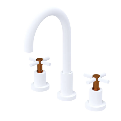 Rubinet Widespread Kitchen Set with LaSalle Spout Matt White