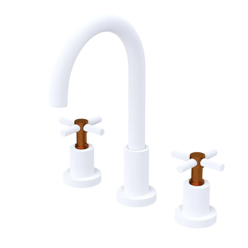 Rubinet Widespread Kitchen Set with LaSalle Spout Matt White