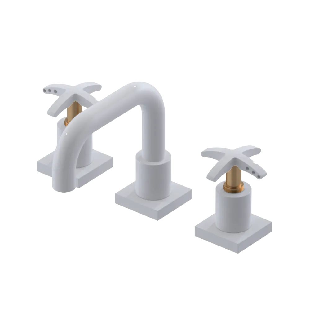 Rubinet Widespread Lav. Set. with Genesis spout (less drain) White