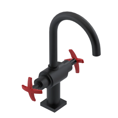 Rubinet Single Hole Dual Handle Lav. Set. (less drain) Matt Black