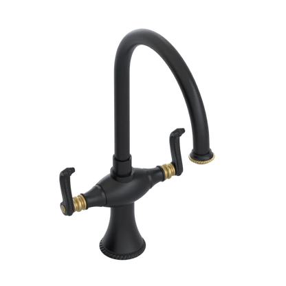 Rubinet Two Handle Single Hole Kitchen Set Matt Black