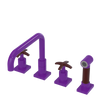 Rubinet Widespread Kitchen Set with Genesis Spout with Hand Spray Purple Haze