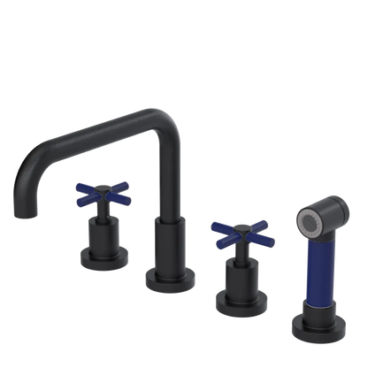 Rubinet Widespread Kitchen Set with Hand Spray Matt Black