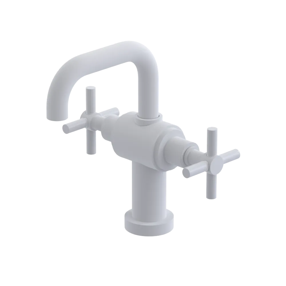 Rubinet Single Hole Dual Handle Lav. Set. (less drain) Matt White
