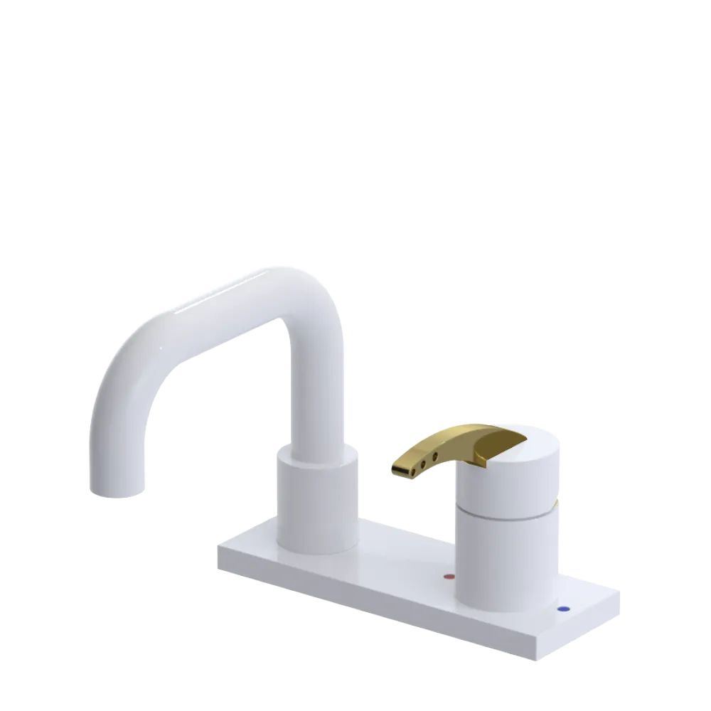 Rubinet 4" Centre Single Control Lav. Set. with Genesis spout (less drain) White
