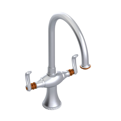 Rubinet Two Handle Single Hole Kitchen Set Satin Chrome