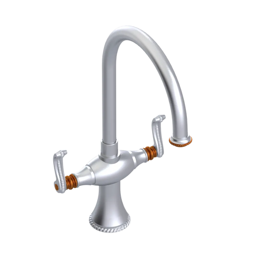 Rubinet Two Handle Single Hole Kitchen Set Satin Chrome