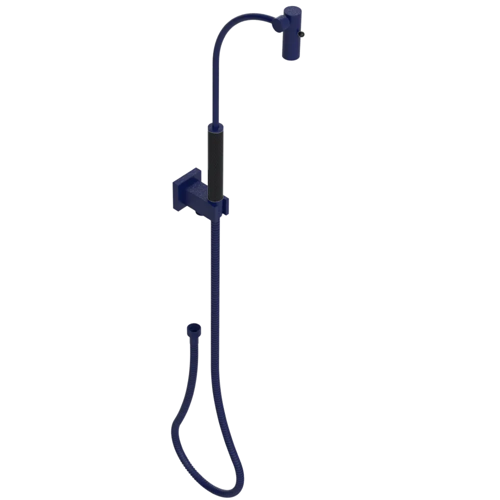 Rubinet Hand Held Shower Bidet with Extended Reach & Dual Function Spray Including Wall Bracket with Supply & Hose (Square) Midnight Blue