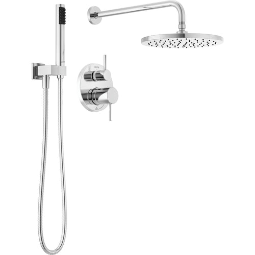 Modern Cylindrical Raincan Shower Rough & Trim W/ Hs 1L 14S - Chrome